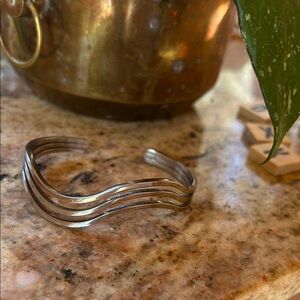 925 Silver Wave Bracelet Adjustable Water Design